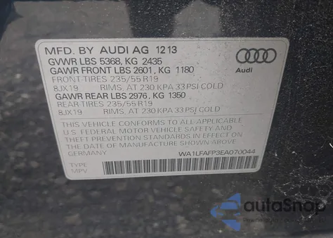 2014 Audi Q5 2.0T Premium из США, поврежденный, VIN WA1LFAFP3EA070044